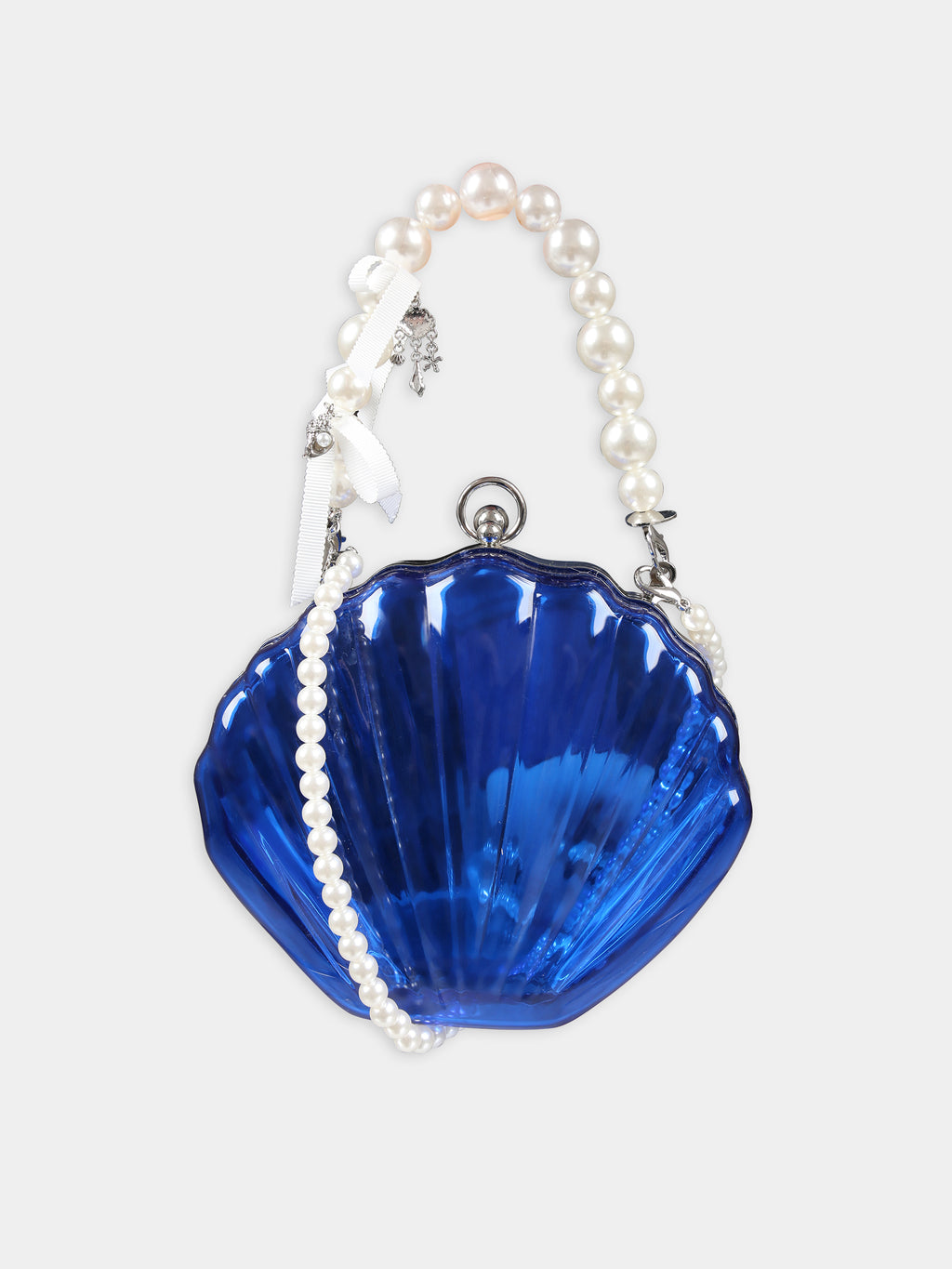 Blue bag for girl with pearl and shells